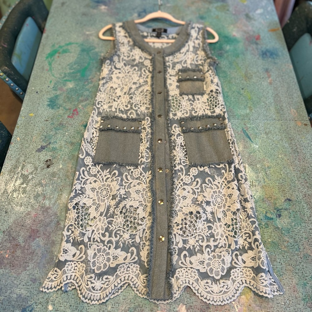 Blue Lace Duster Dress